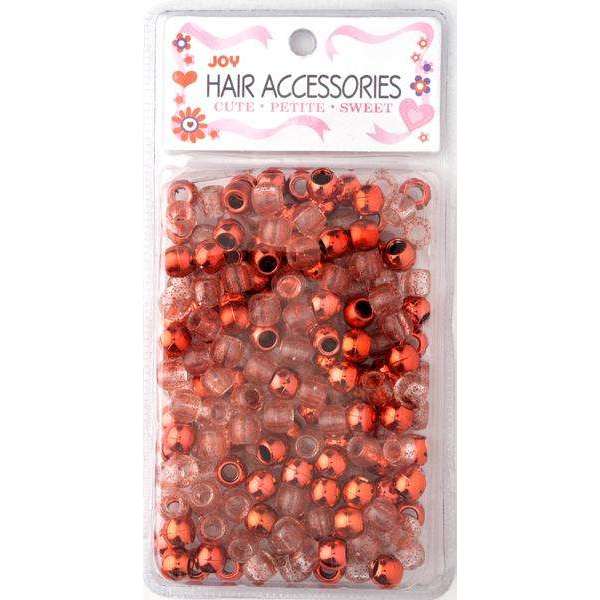 Joy Round Hair Beads Large, 240 Count, Red Metallic & Glitter