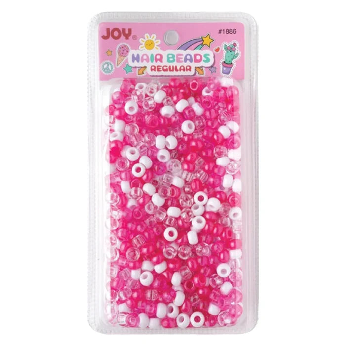 Joy Round Hair Beads Regular Size, 1,000 Count, Pink & White