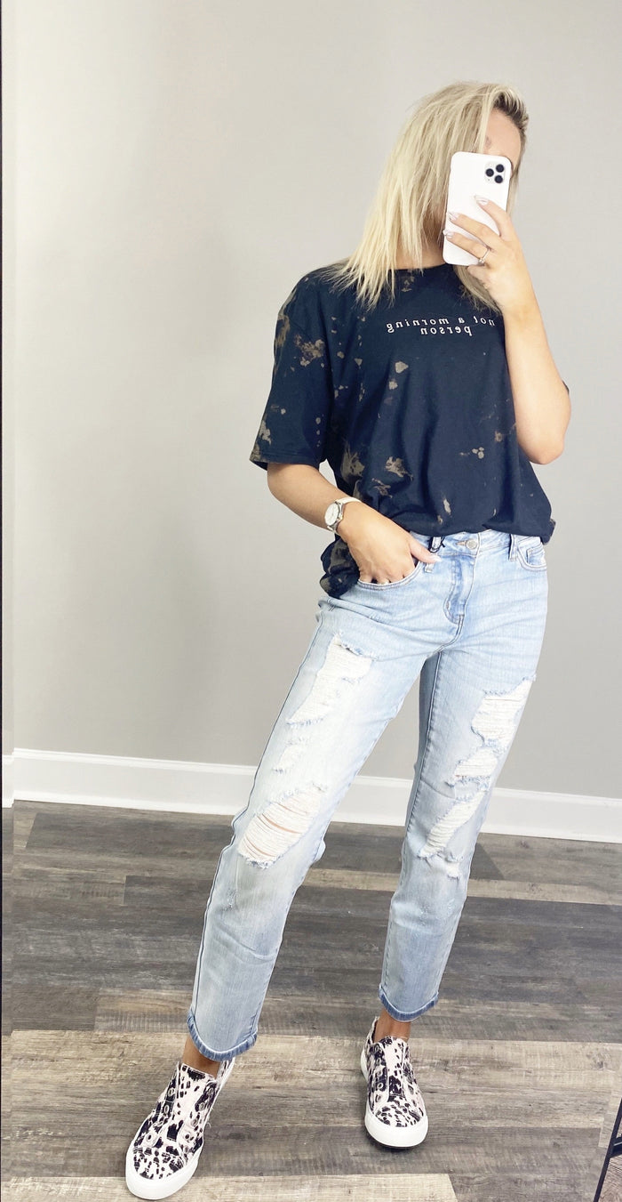 Judy Blue Light Wash Boyfriend Jeans-JUDY BLUE-Featherandvine