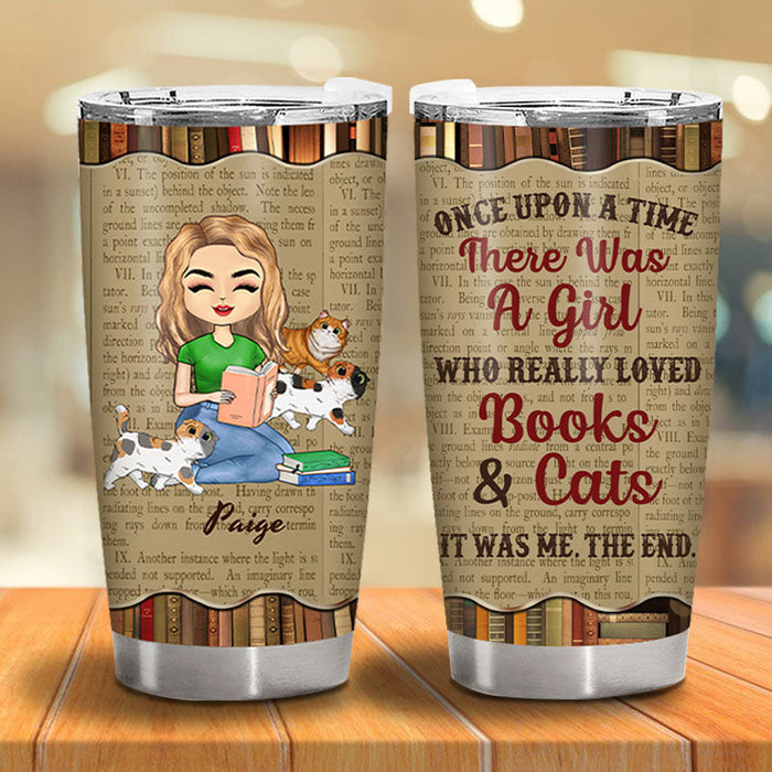 Just A Girl Who Loves Books & Cats - Reading Gift - Personalized Custom Tumbler