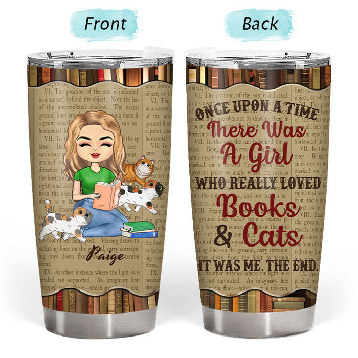 Just A Girl Who Loves Books & Cats - Reading Gift - Personalized Custom Tumbler