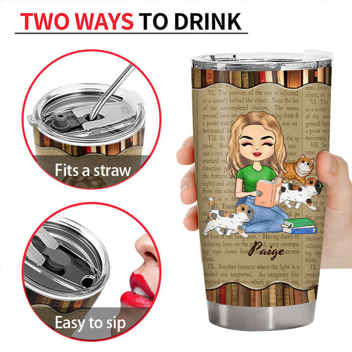 Just A Girl Who Loves Books & Cats - Reading Gift - Personalized Custom Tumbler