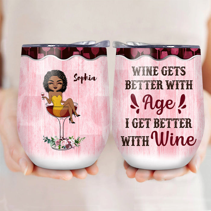 Just A Woman Who Loves Wine - Personalized Custom Wine Tumbler