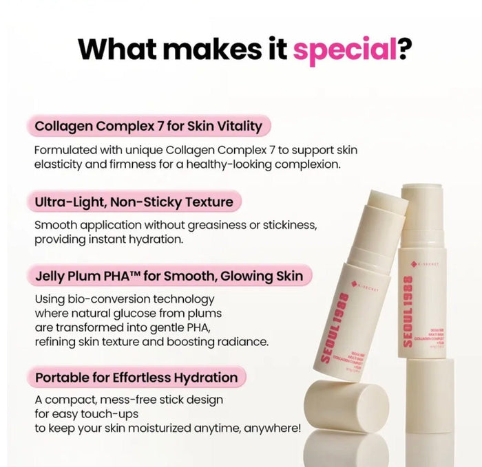 K - Secret Seoul 1988 Multi Balm: Collagen Complex 7 + Plum 10.7g كي - سيكريت سيول 1988 بلسم متعدد الاستخدامات: مركب الكولاجين 7 + البرقوق - Princess Cosmetics Qatar
