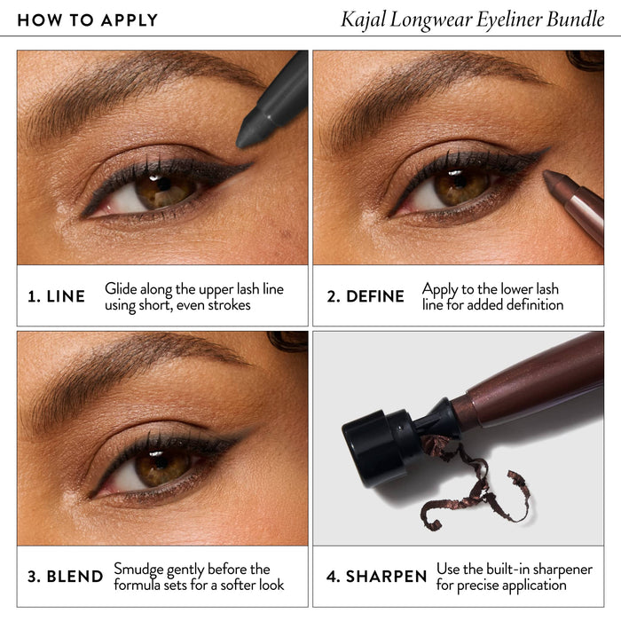 Kajal Longwear Eyeliner Trio (3 PC) How to apply