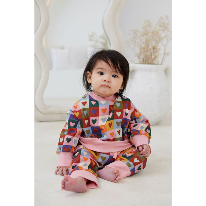 Kapow Kids Heart Checkerboard Oversized Jumper