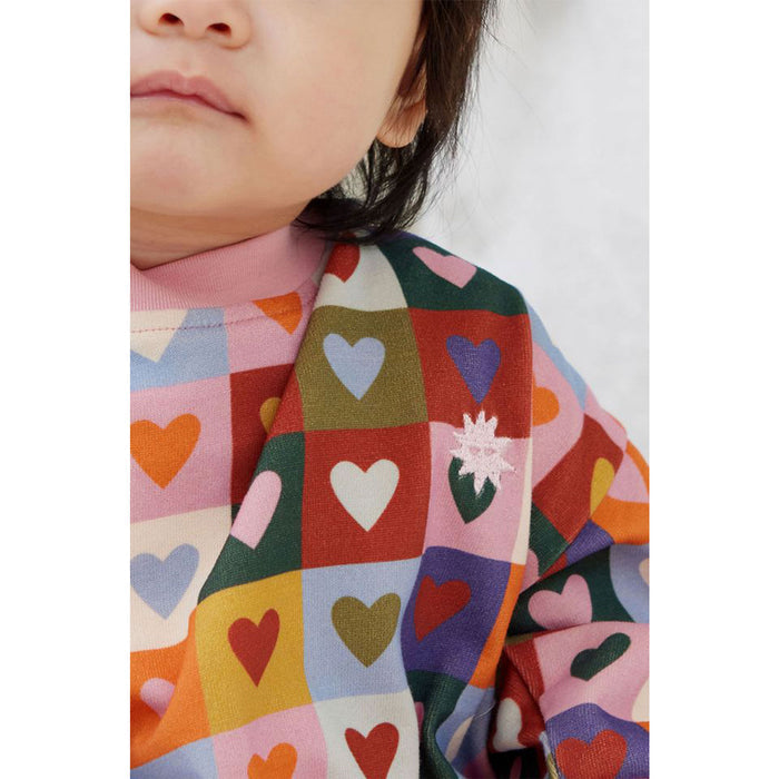 Kapow Kids Heart Checkerboard Oversized Jumper