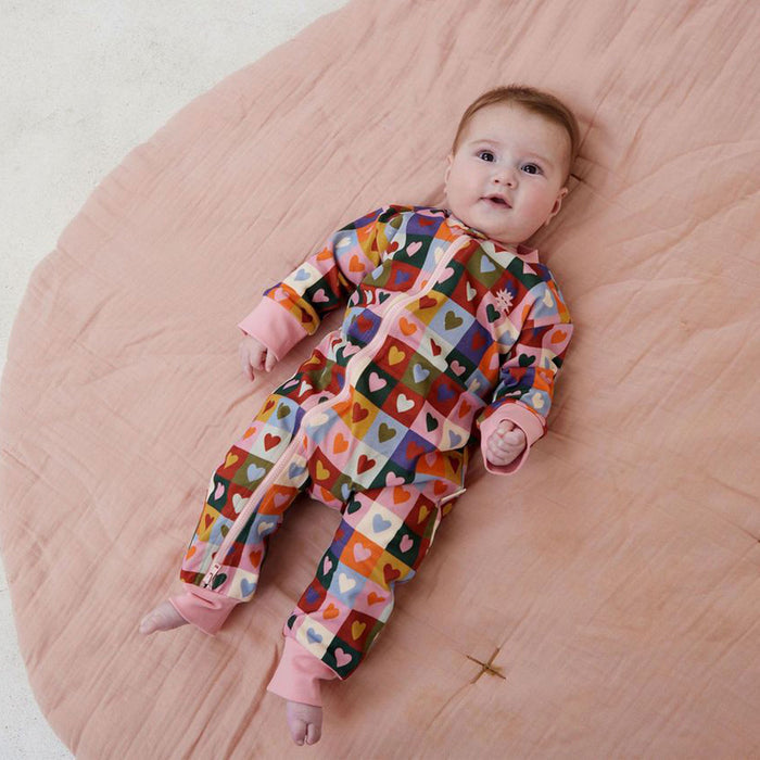 Kapow Kids Heart Checkerboard Zip All in One