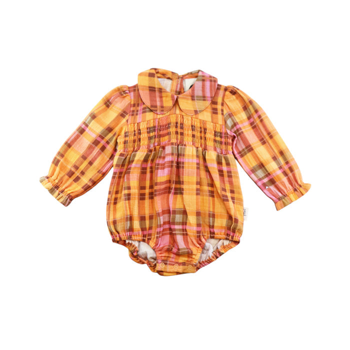 Kapow Kids Rainbow Tartan Collared Playsuit
