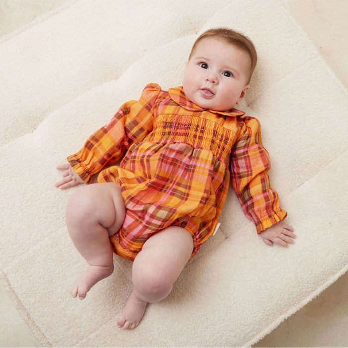 Kapow Kids Rainbow Tartan Collared Playsuit