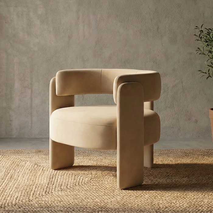 Khaki Velvet Salon Accent Chair