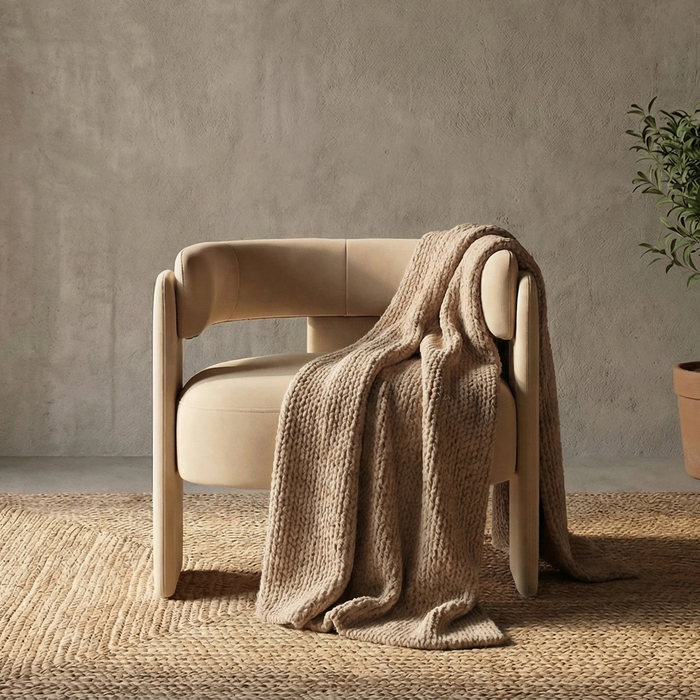 Khaki Velvet Salon Accent Chair