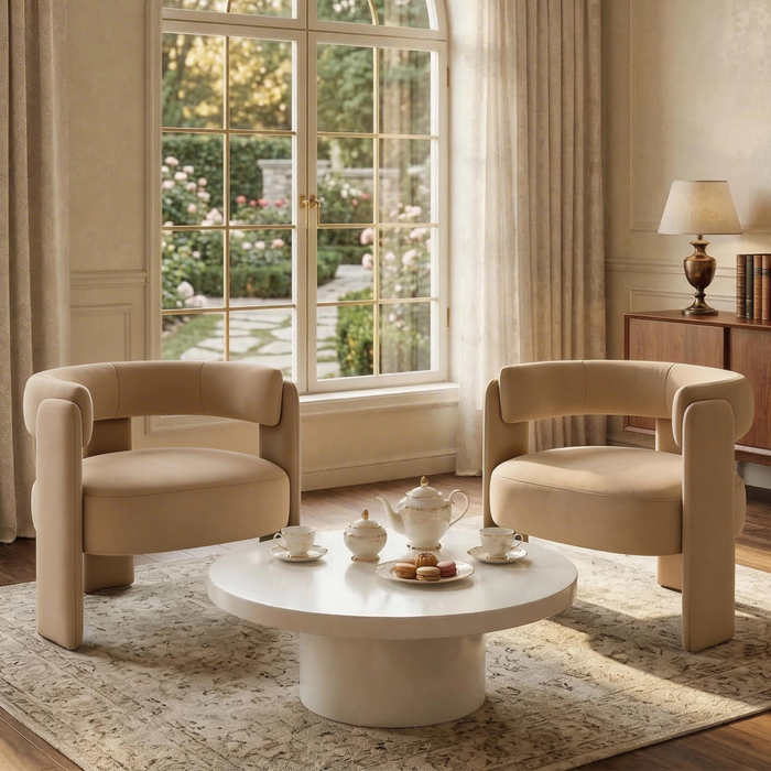 Khaki Velvet Salon Accent Chair