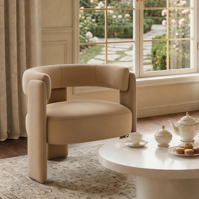 Khaki Velvet Salon Accent Chair
