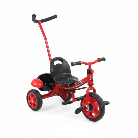 Kids Sport Tricycle Red Black - White Background Studio Shot