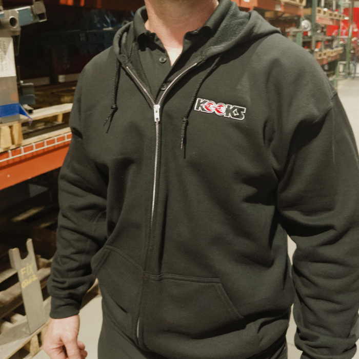 Kooks Embroidered Black Logo Zip-Up Hoodie
