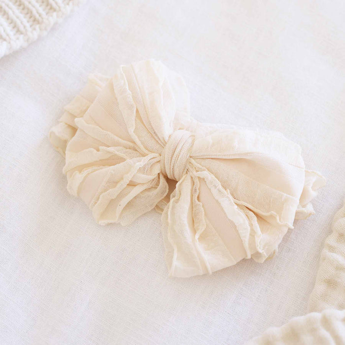 Large Ruffle Knit Bow | Nude