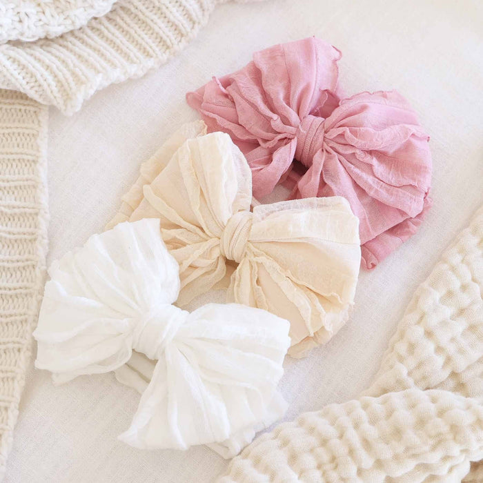 Large Ruffle Knit Bow | Nude