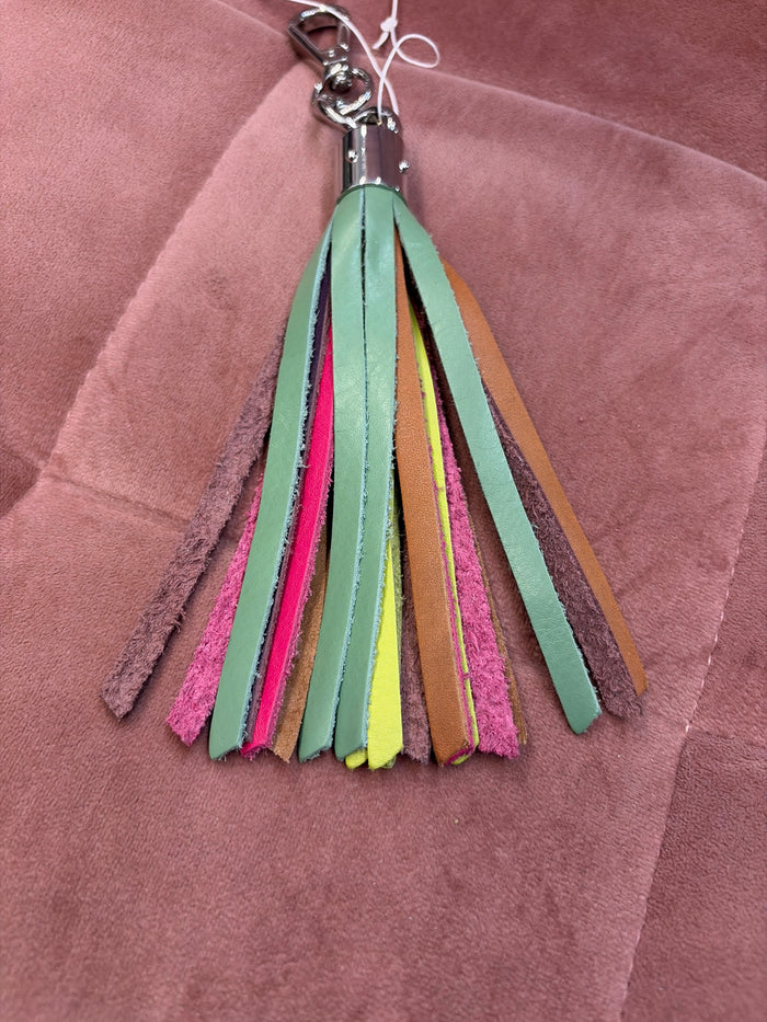 Leather tassel keychain by ili New York with a stylish leather tassel and keyring, perfect for organizing keys.