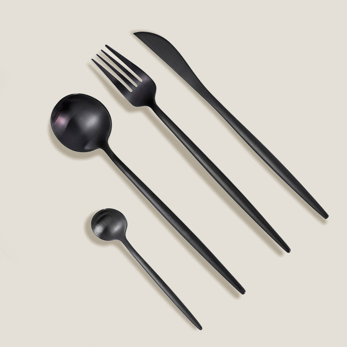 Line Black Cutlery Set