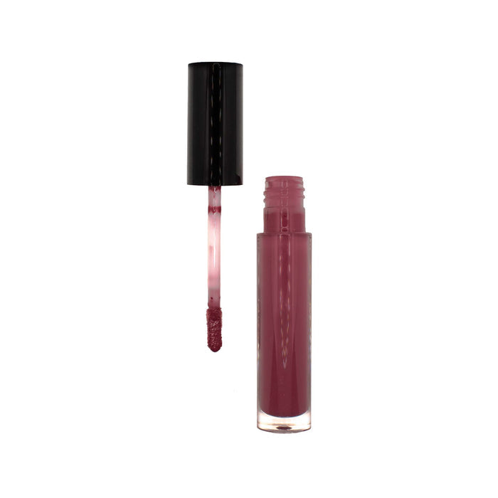 Lip Gloss - Clear in a translucent deep rose tube with black cap and pink-coated doe-foot applicator