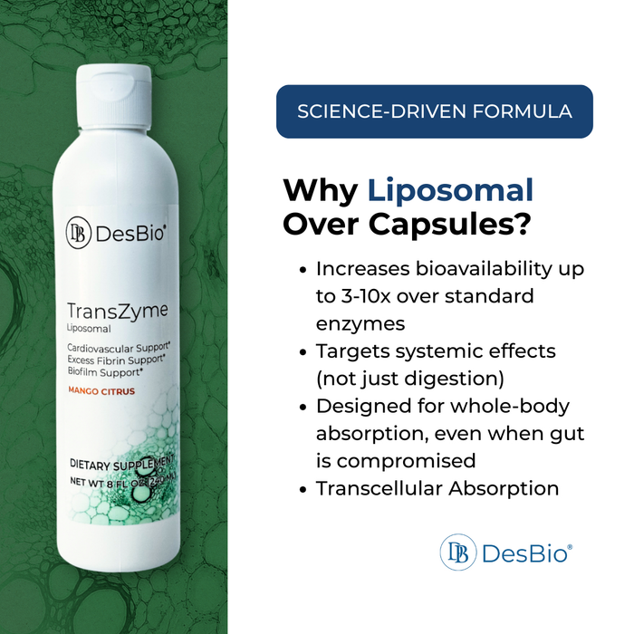 TransZyme uses liposomal delivery to help your body absorb enzymes 3–10× more effectively.