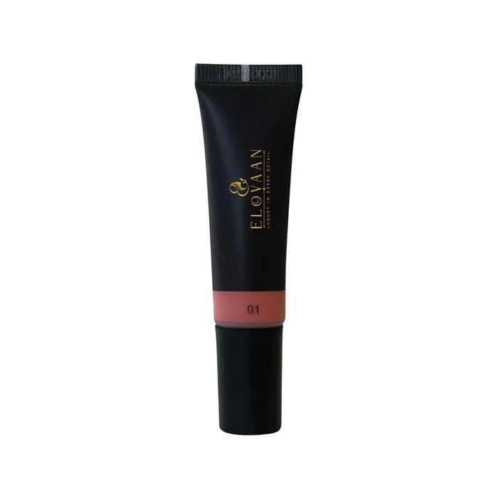 Liquid Blush - Cuties in a black squeeze tube with gold lettering and a muted coral band marked 01