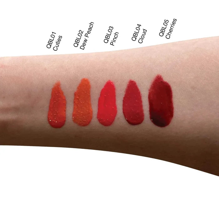 Liquid Blush - Cuties in warm coral, shown swatched on skin beside four other shades for color comparison