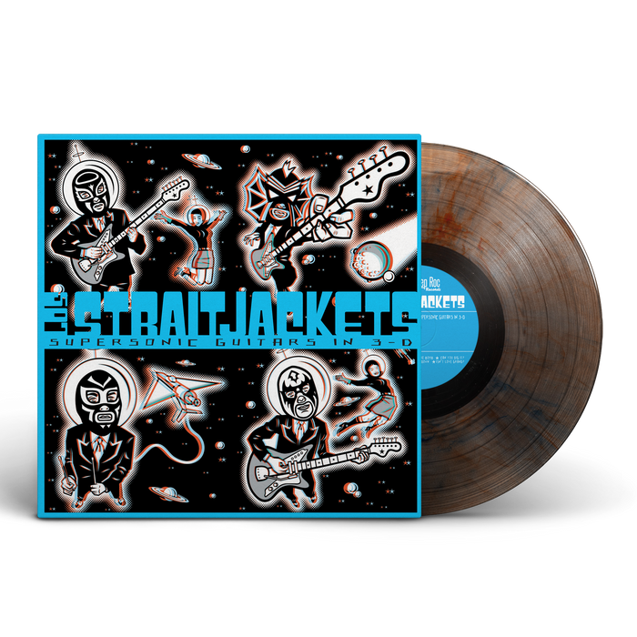 LOS STRAITJACKETS - SUPERSONIC GUITARS IN 3-D - LIMITED EDITION - CLEAR W/ RED & BLUE SWIRL COLOR - VINYL LP