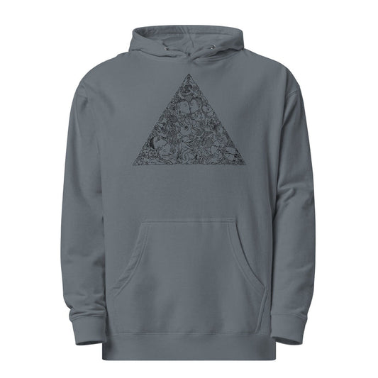 BRIAN KENNY LOVE TRIANGLE GRAPHIC ON GREY HOODED SWEATSHIRT