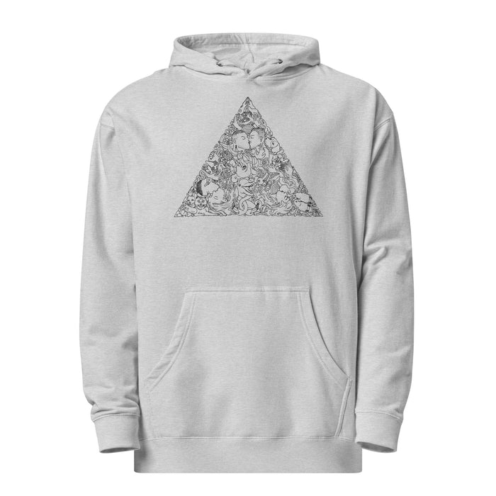 BRIAN KENNY LOVE TRIANGLE GRAPHIC ON LIGHTGREY HOODED SWEATSHIRT