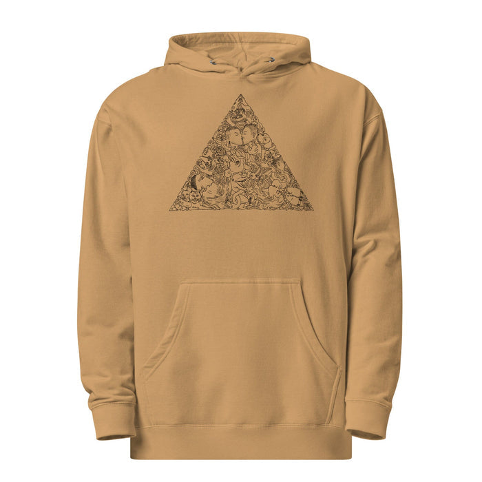 BRIAN KENNY LOVE TRIANGLE GRAPHIC ON SANDSTONE HOODED SWEATSHIRT