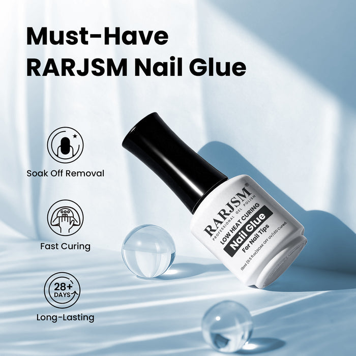 Low Heat Curing Nail Glue Gel for Nail Tips - Crystal Clear No Tightening Sensation 15ml