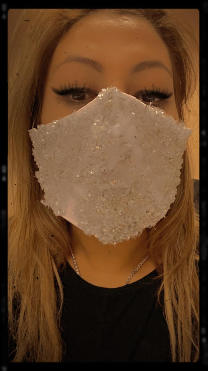 Luxury hand beaded sewn mask