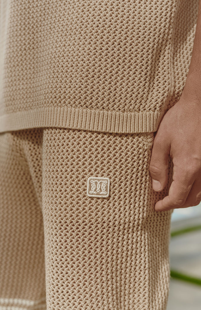 Malibu Cotton Crochet Shorts in Beige