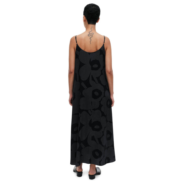 Marimekko Seurassa Unikko Satin Dress, Black & Grey Eleish Van Breems Home