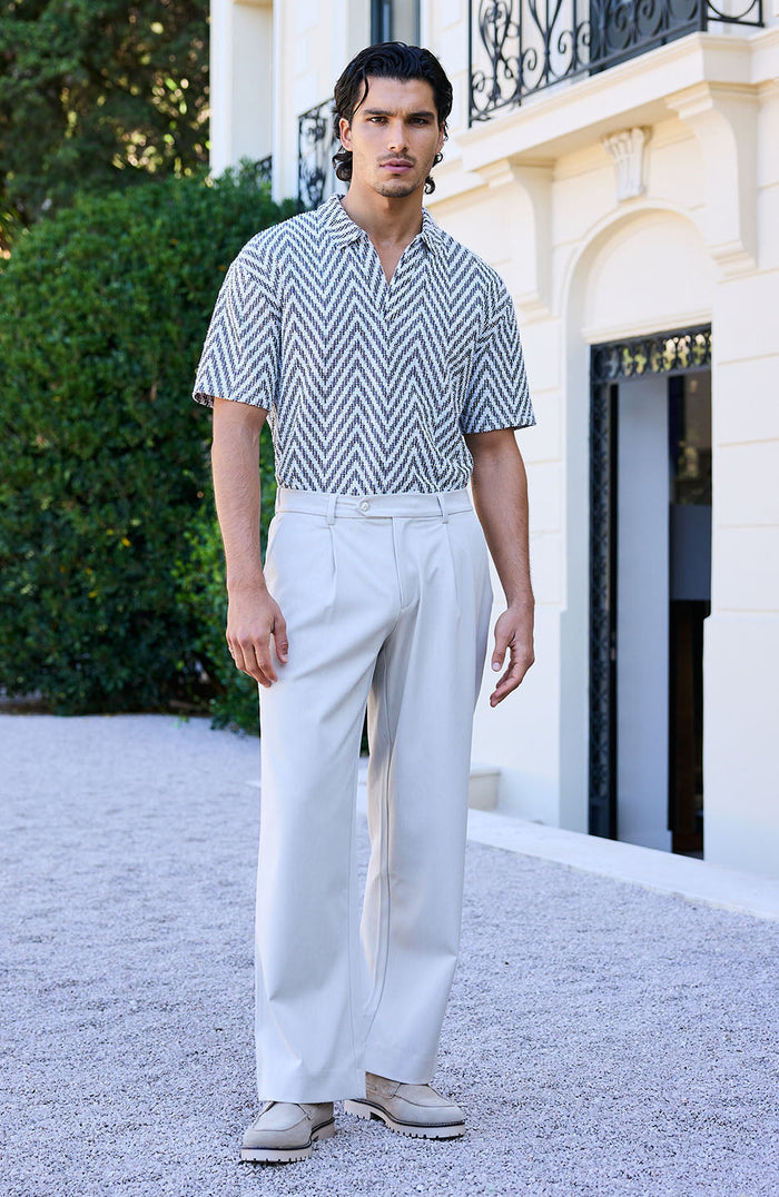 Marlin Textured Relaxed Polo in Grey