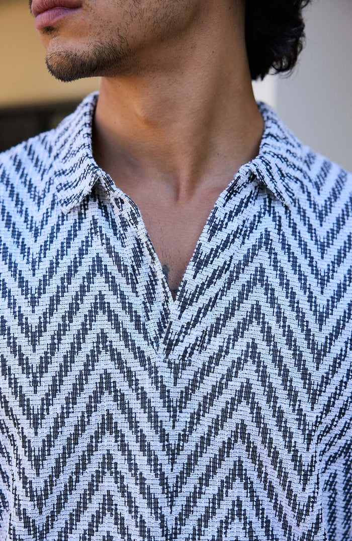 Marlin Textured Relaxed Polo in Grey