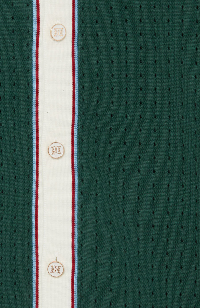 Marmont Pointelle Knitted Short Sleeve Shirt in Green