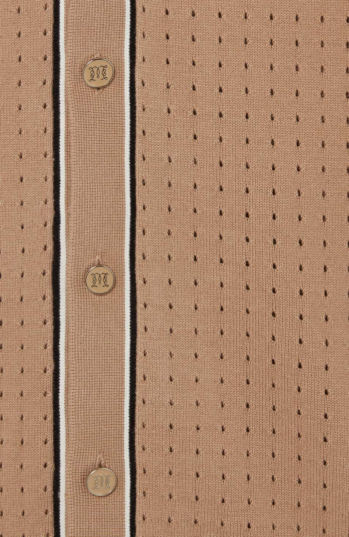 Marmont Pointelle Knitted Short Sleeve Shirt in Taupe