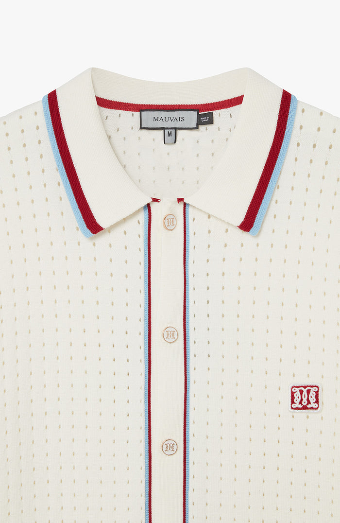 Marmont Pointelle Knitted Short Sleeve Shirt in White