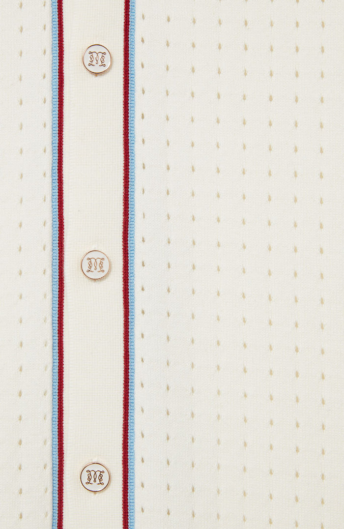 Marmont Pointelle Knitted Short Sleeve Shirt in White