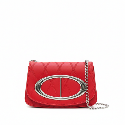 Maroon Quilted Chain Crossbody Bag