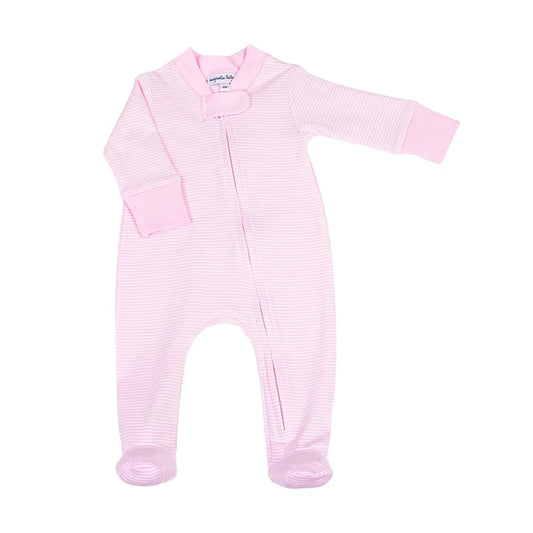 MB Mini Stripes Zip Footie-Pink