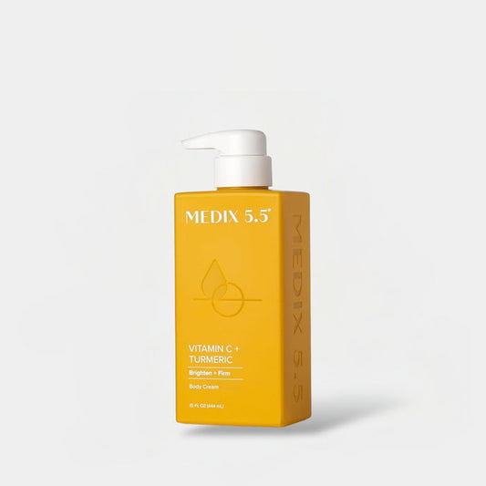 Medix 5.5 Vitamin C + Turmeric Brighen + Firm Body Cream 444ml كريم الجسم ميديكس 5.5 بفيتامين C والكركم لتفتيح وشد البشرة - Princess Cosmetics Qatar