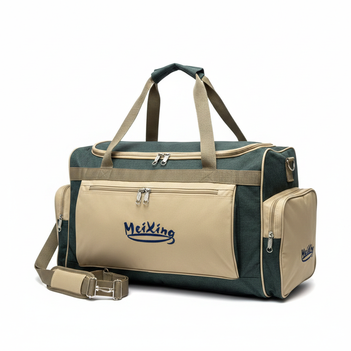 MeiXing Travel Duffel Bag Khaki Navy - White Background Studio Shot
