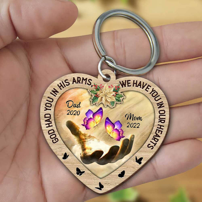 Memorial Butterfly Gift, God Had You In His Arms, We Have You In Our Heart Personalized Keychain