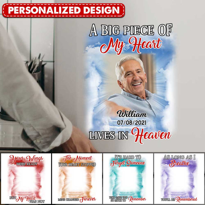 Memorial Upload Photo Gifts, A Big Piece Of My Heart Lives In Heaven Personalized Decal