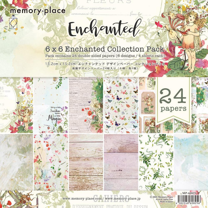 Memory Place - Double-Sided Paper Pack 6"X6" - 24/Pkg - Enchanted. This pack includes 6 designs, 4 sheets each. Made in Japan. Available at Embellish Away located in Bowmanville Ontario Canada.