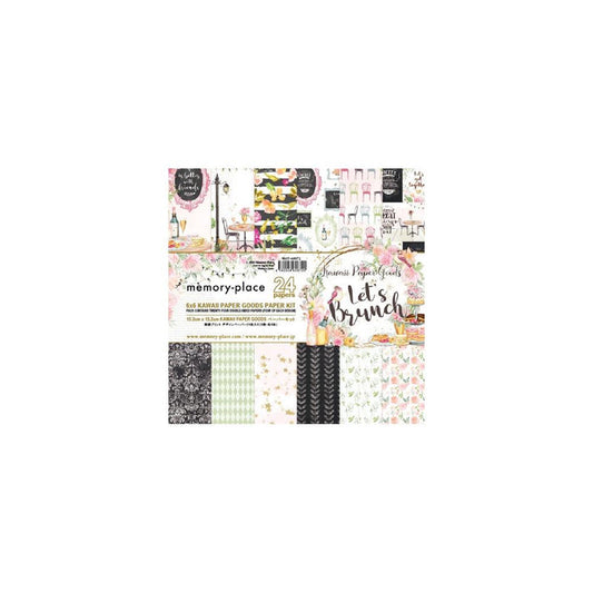 Memory Place - Kawaii Paper Goods Paper Pack 6"X6" - 24/Pkg - Let's Brunch. This pack includes 6 designs, 4 sheets each. Made in Japan. Available at Embellish Away located in Bowmanville Ontario Canada.